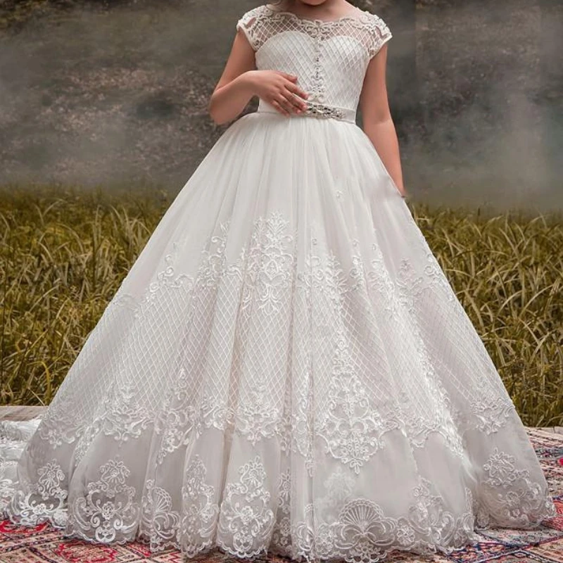 

Kids Lace Flower Girl Dresses For Wedding Birthday Party Vestidos Girls Princess Gown First Communion Flower Girl Dresses