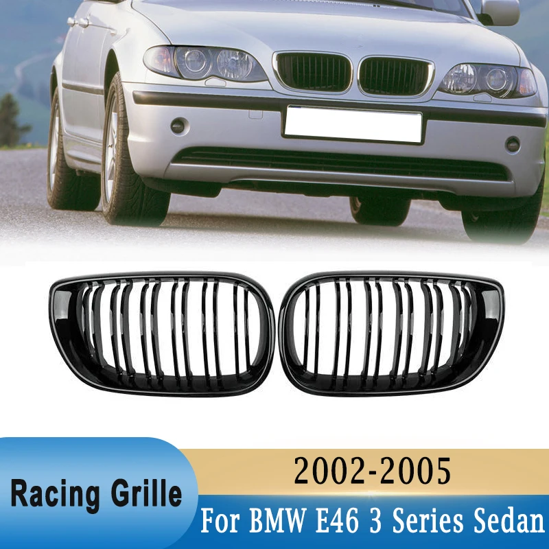 

Решетка для переднего бампера автомобиля, глянцевый черный левый правый гоночный гриль для BMW E46 3 серии Sedan 4DR 320i 330i 325xi 2002-2005