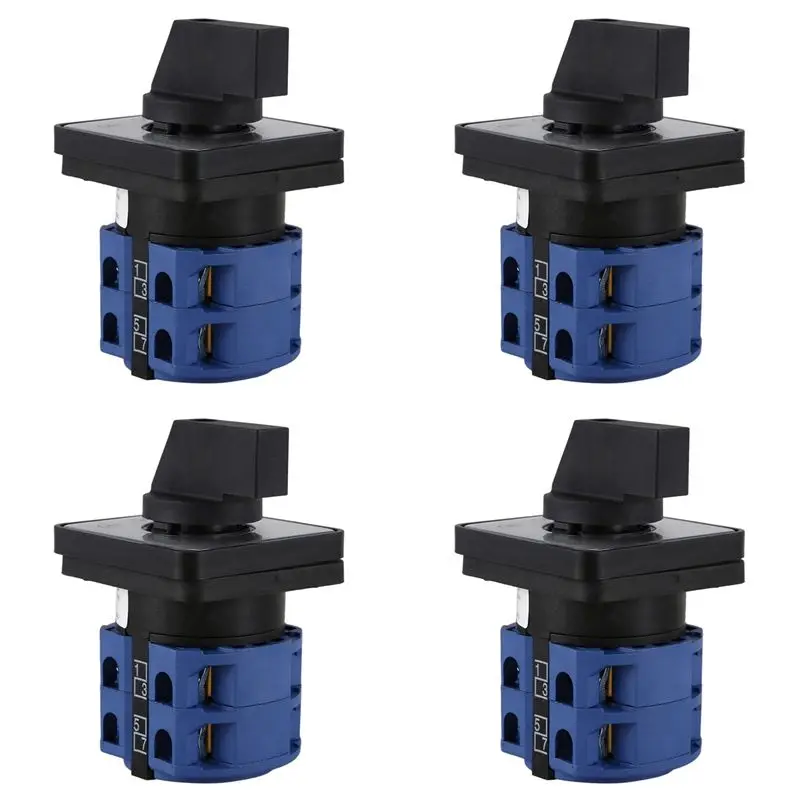 Фото Переключатель поворотный пластиковый BAAJ-4X AC660V 25A, 2-полюсный, 3-позиционный, мгновенного действия, синий+черный №1