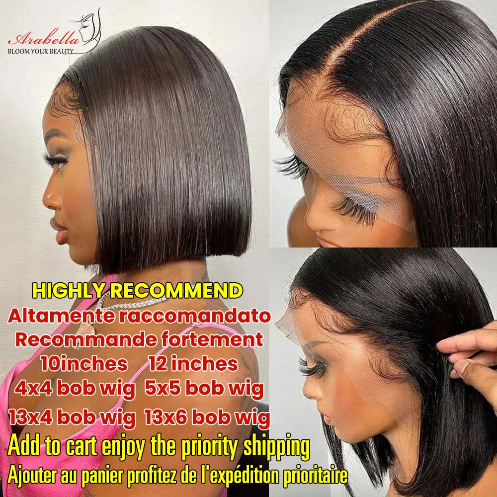 Human Hair Wigs Transparent Lace Wig PrePlucked Bleached Knots With Baby Hair Arabella Remy T Lace Bob Wigs For Women Human Hair