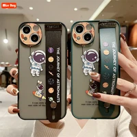 cute cartoon space astronaut wrist band bracket case for oneplus 9 9rt nord ce 5g nord 2 5g 8t 8 7 9 pro 6t shockproof cover