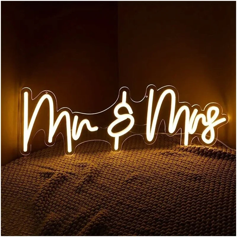 

Mr and Mrs Neon Sign Custom Led Neon Light Sign for Wedding Marriage Memorial Day Decoration Couple Room Decoration