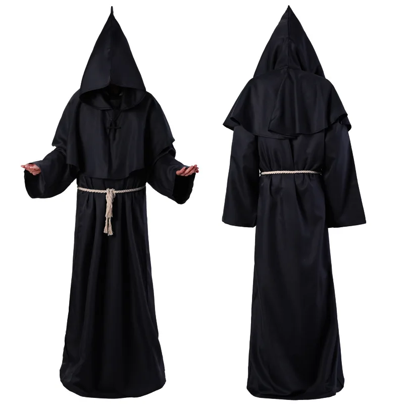 Halloween Medieval Hooded Robe Plague Doctor Cosplay Costume Mask Hat Adult Steampunk Priest Horror Wizard Cloak Punks | Тематическая