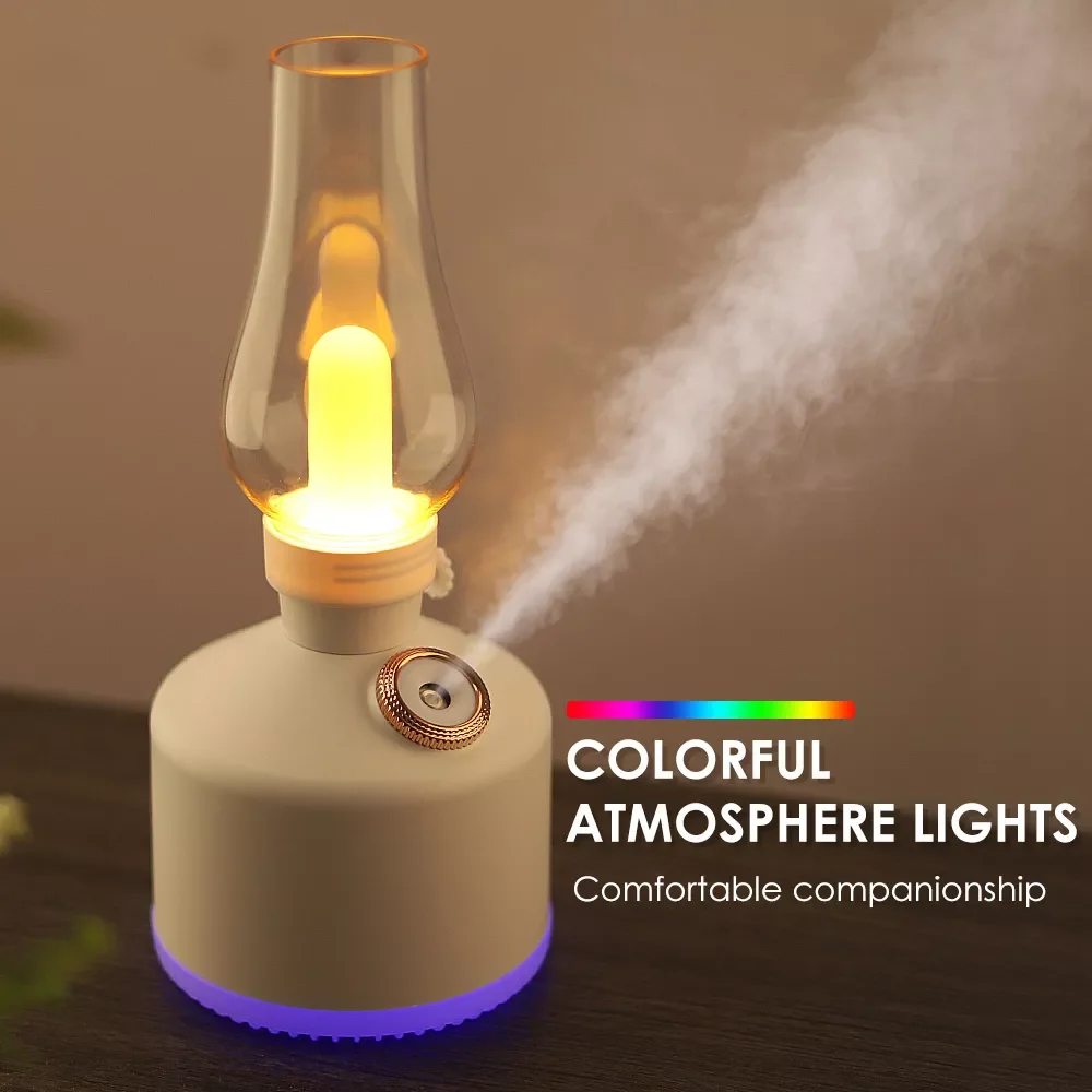 

280ML Retro Time Light Humidifier Mute Mist Maker Table Lamp Sprayer USB Charging Air Humidifier with Colorful LED Night Light