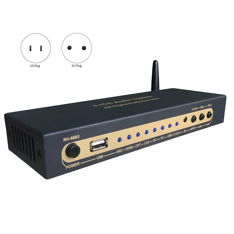 

5.1 Channel Audio Decoder USB U Disk Lossless Music Playback Bluetooth 5.0 Fiber Coaxial Audio Decoding 6 Output