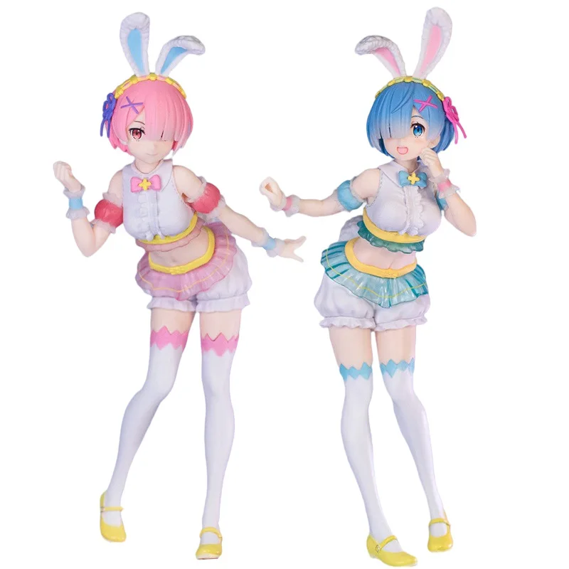 

23cm Re:ZERO -Starting Life In Another World Anime Ram Rem Bunny Girl Action Figure Happy Easter Ver Figurine Model Doll Toys