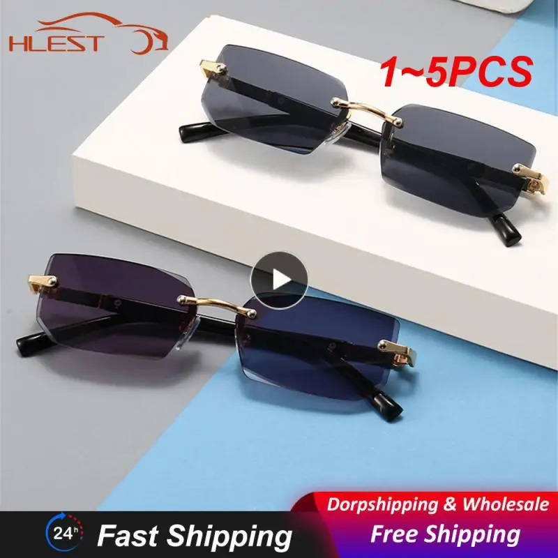 

Очки солнцезащитные без оправы UV400 для мужчин и женщин, Модные прямоугольные солнечные очки с градиентом, в стиле панк, без оправы, с защитой от ультрафиолета, 1-5 шт.