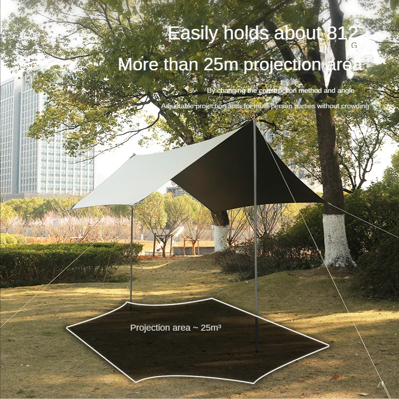 

Large Black Coating Tarp Waterproof Hexagonal Awning Camping Outdoor Shade Tarpaulin Tent Shelter Sunshade Flysheet