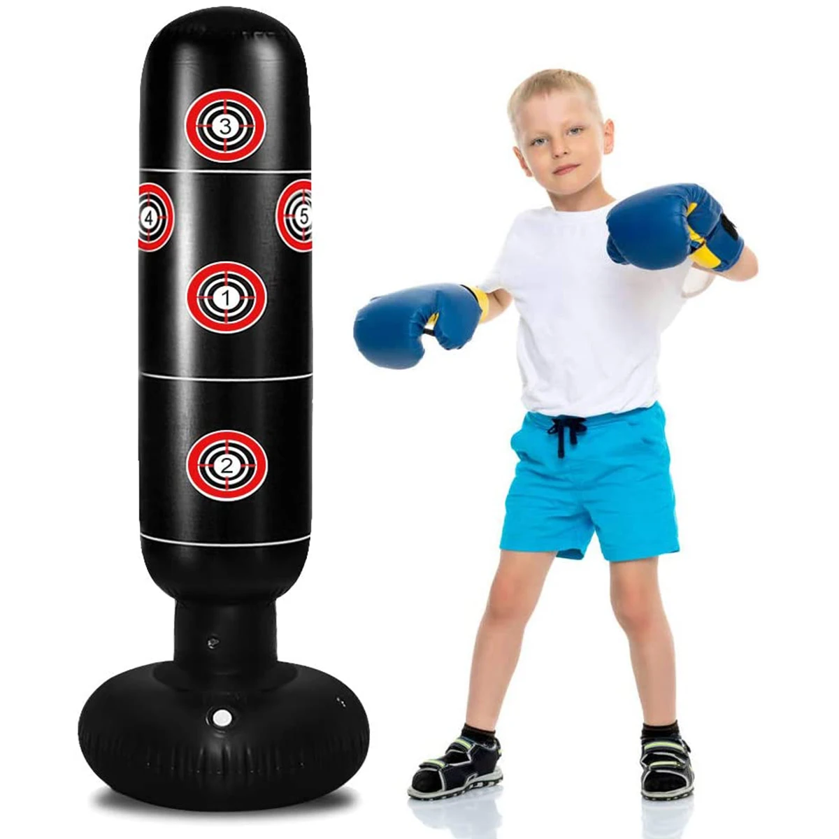 

Inflatable Standing Punching Bag Sport Fitness Training Inflatable Boxing Bag Stress Relief Boxing Target Column for Adults Kids