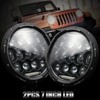 7 inch round led headlight 75w headlight drl high and low beam for wrangler jk tj lj motorcycleh4 h13 adapter
