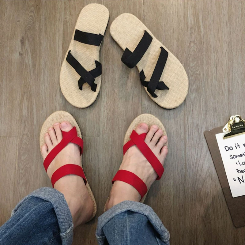 Мужские летние сандалии повседневная обувь в китайском стиле льняные тапочки