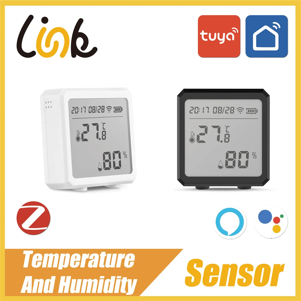 

Tuya Zigbee Smart Temperature And Humidity Sensor LCD Screen Indoor Thermometer Smart Life App Works With Alexa Google Home