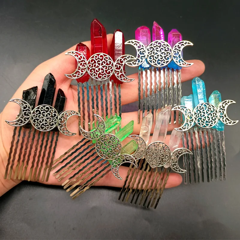Ful Crystal Stone Hair Clip Hairpin Bohemian Fashion Headwear Healing Jewelry  Party Dress Hair Accessories