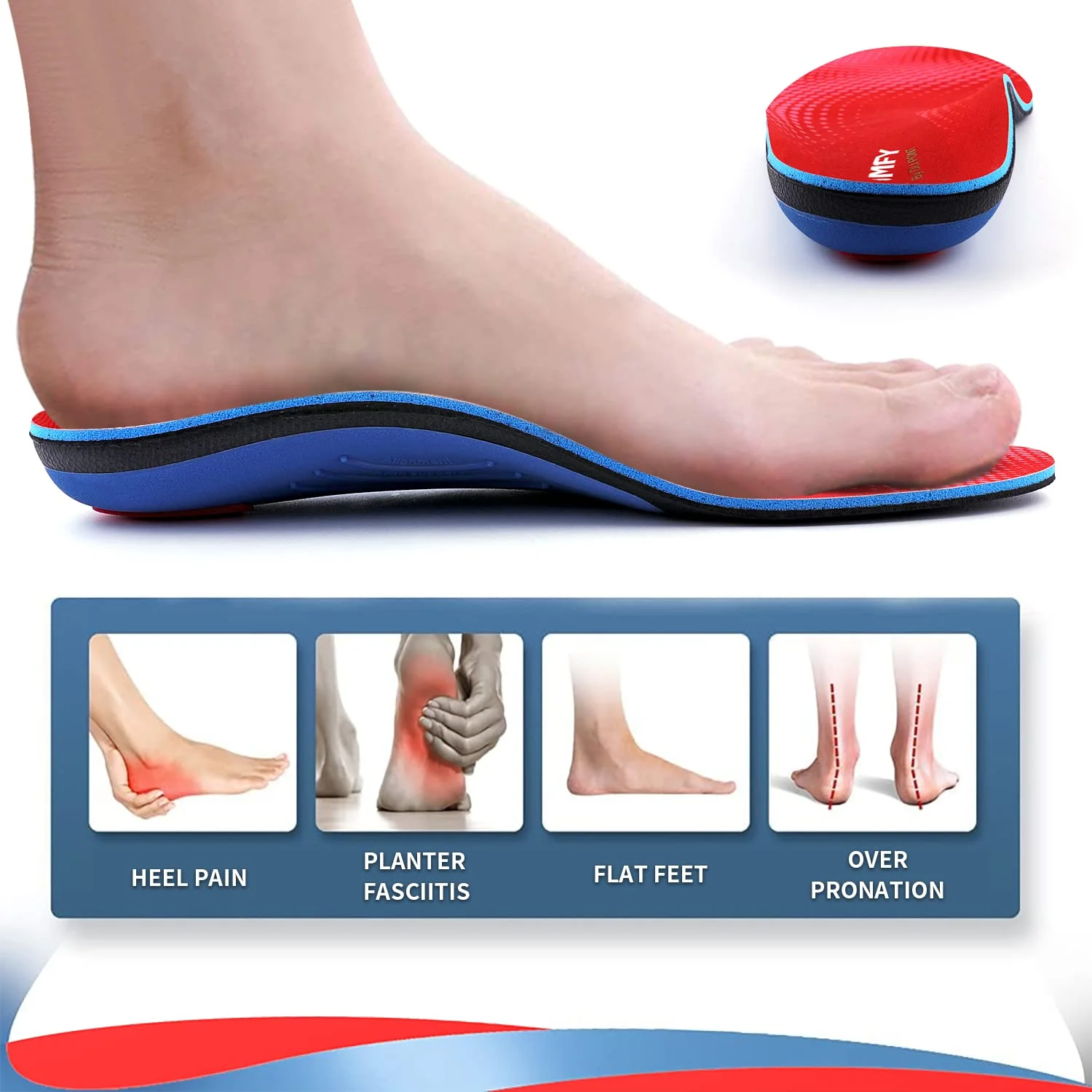 TOPSOLE Orthotic Insoles Arch Support Insoles For Plantar Fasciitis Flat Feet Pain Orthopedic Shoe Inserts Insoles For Men/Women