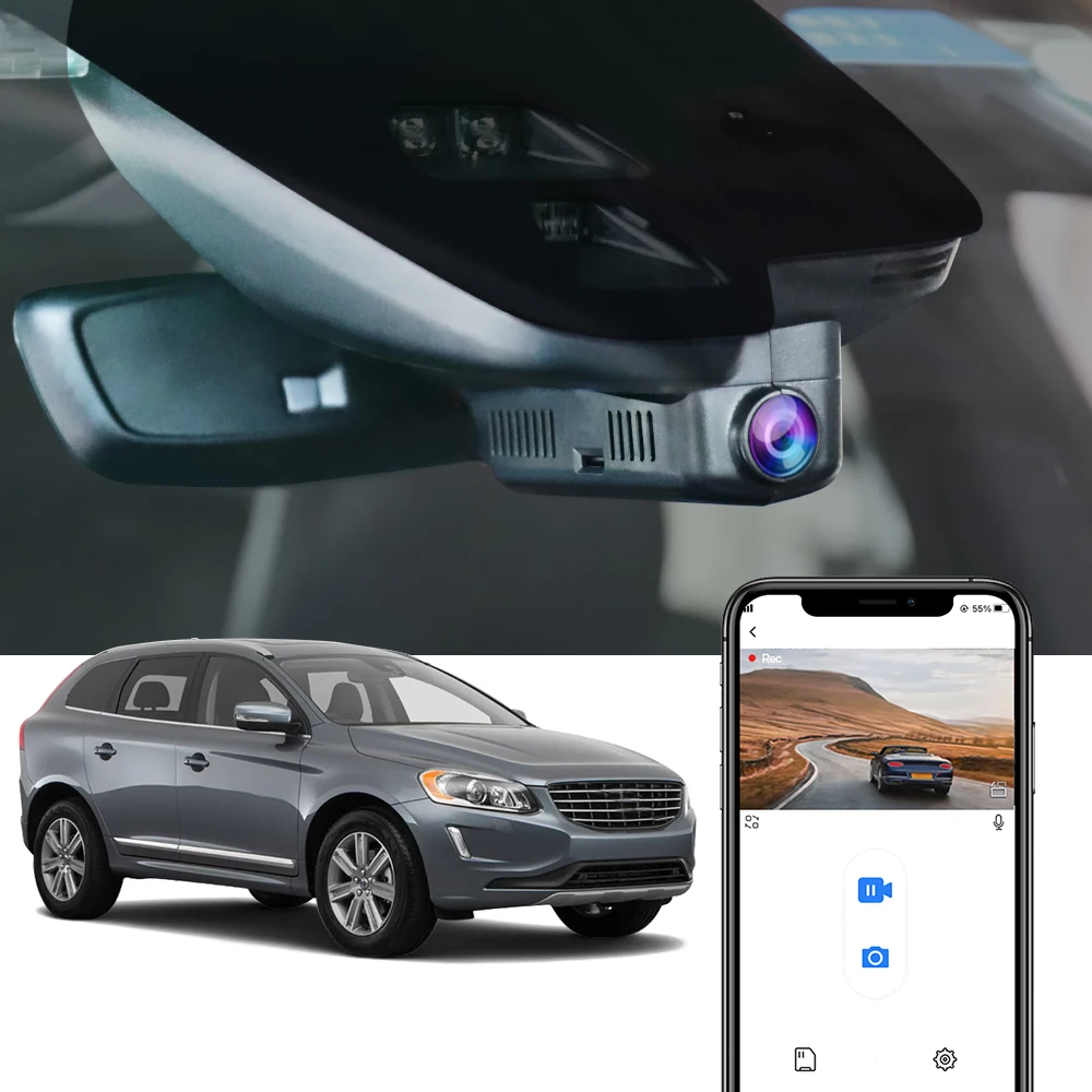 Автомобильный видеорегистратор для Volvo XC60 2014-2017 Fitcamx передний и задний