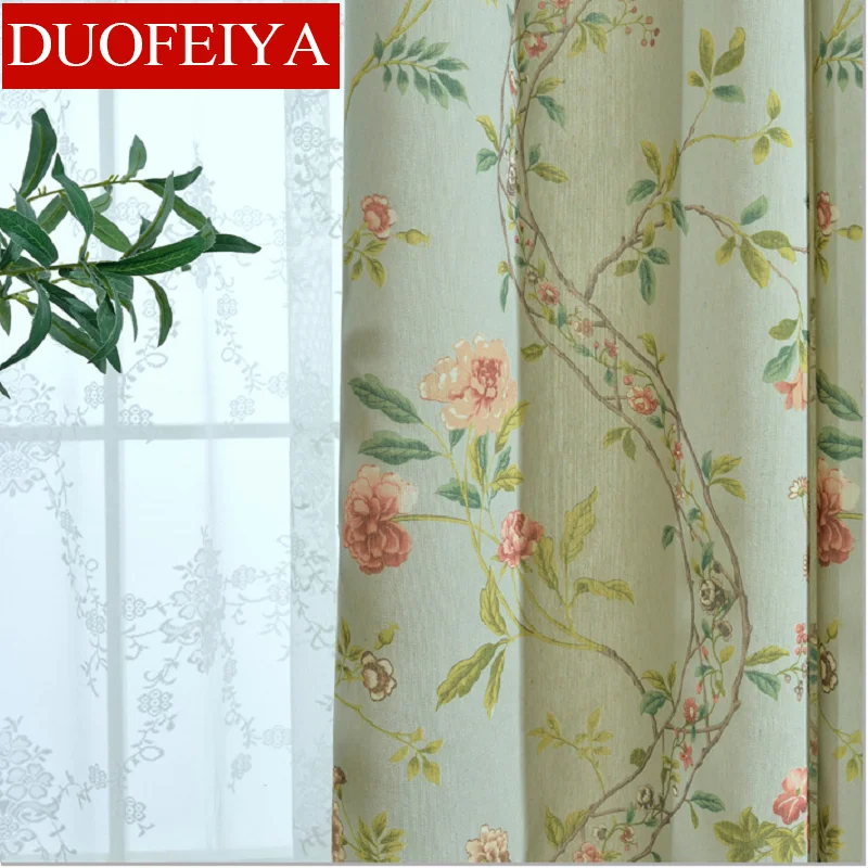 

Modern Idyllic American Country Style Curtains Polyester Printed Curtain Stylish Tulles Curtains for Living Dining Room Bedroom