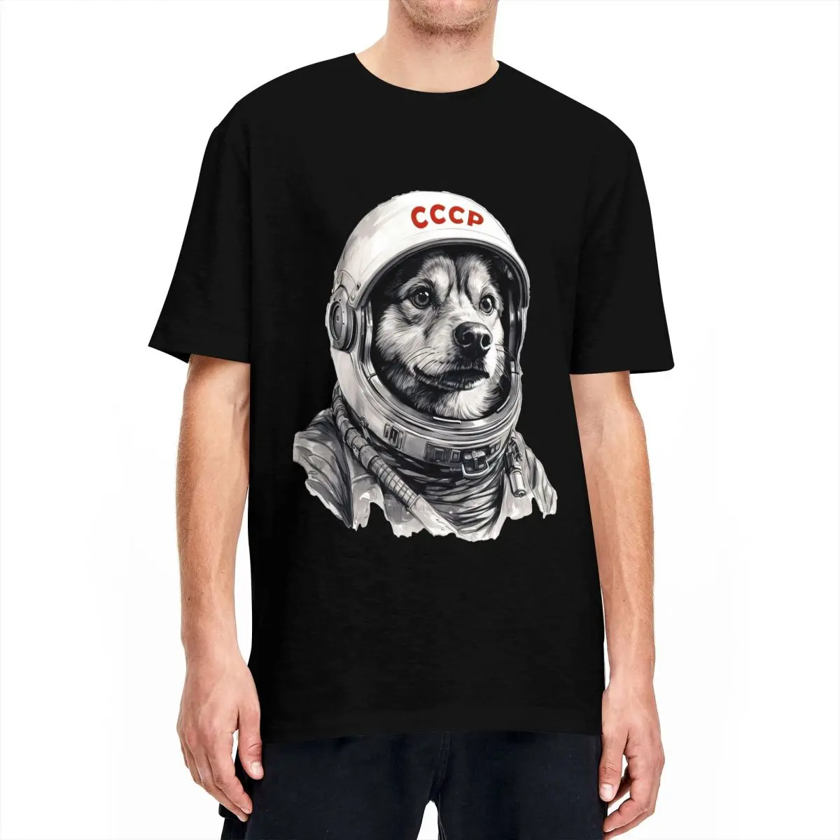 CCCP Rusia Laika Space Urss Astronauta Dog Футболка Мужская футболка Первая собака в космосе