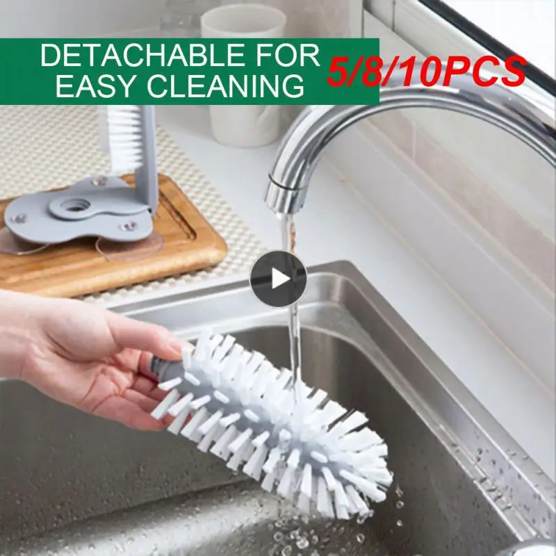 

5/8/10PCS 2 In 1 Wine Suction Cup Cup Scrubber Drink Mug Cleaning Brush Gadgets Wall Lazy Bottles Brush Sink Kitchen Accessories