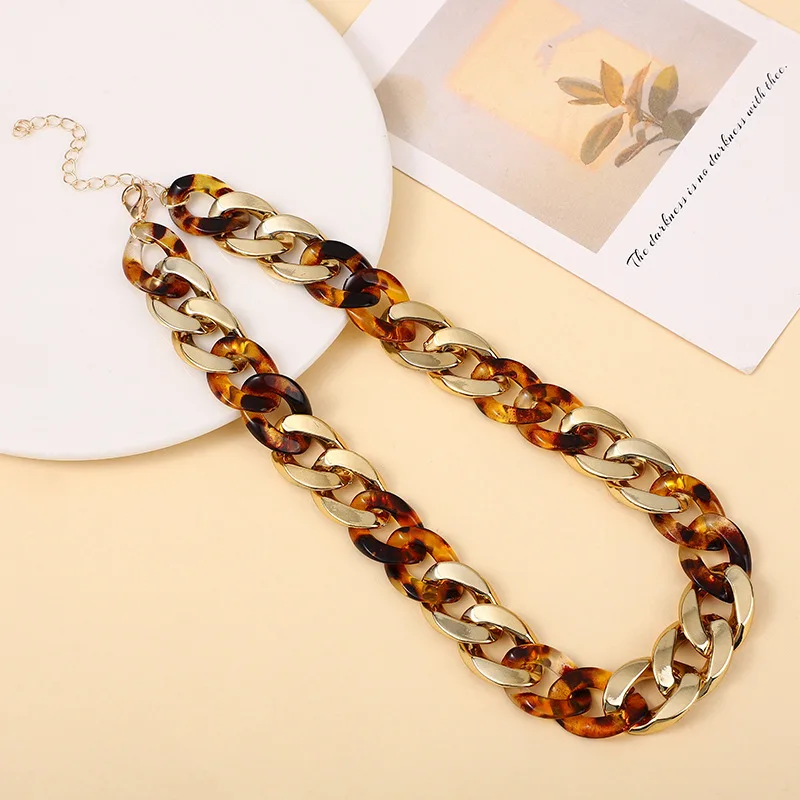 Цепочка на шею унисекс из Модный разноцветный акриловый толстая богемная