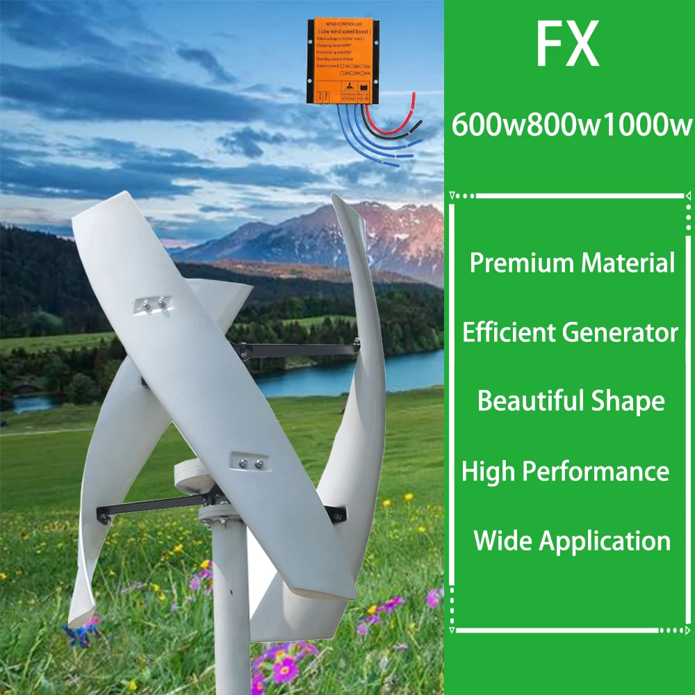 

New Arrival Facotry 600w 800w 1000w 12v/24v/48v Vertical Axis Wind Turbine Generator MPPT Controller Free Energy For Home Use