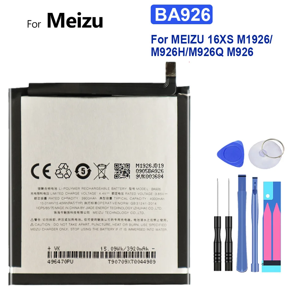 

Battery BA926 BA 926 4000mAh For MEIZU 16XS M1926/M926H/M926Q M926 Rechargeable Batteries + Free Tools