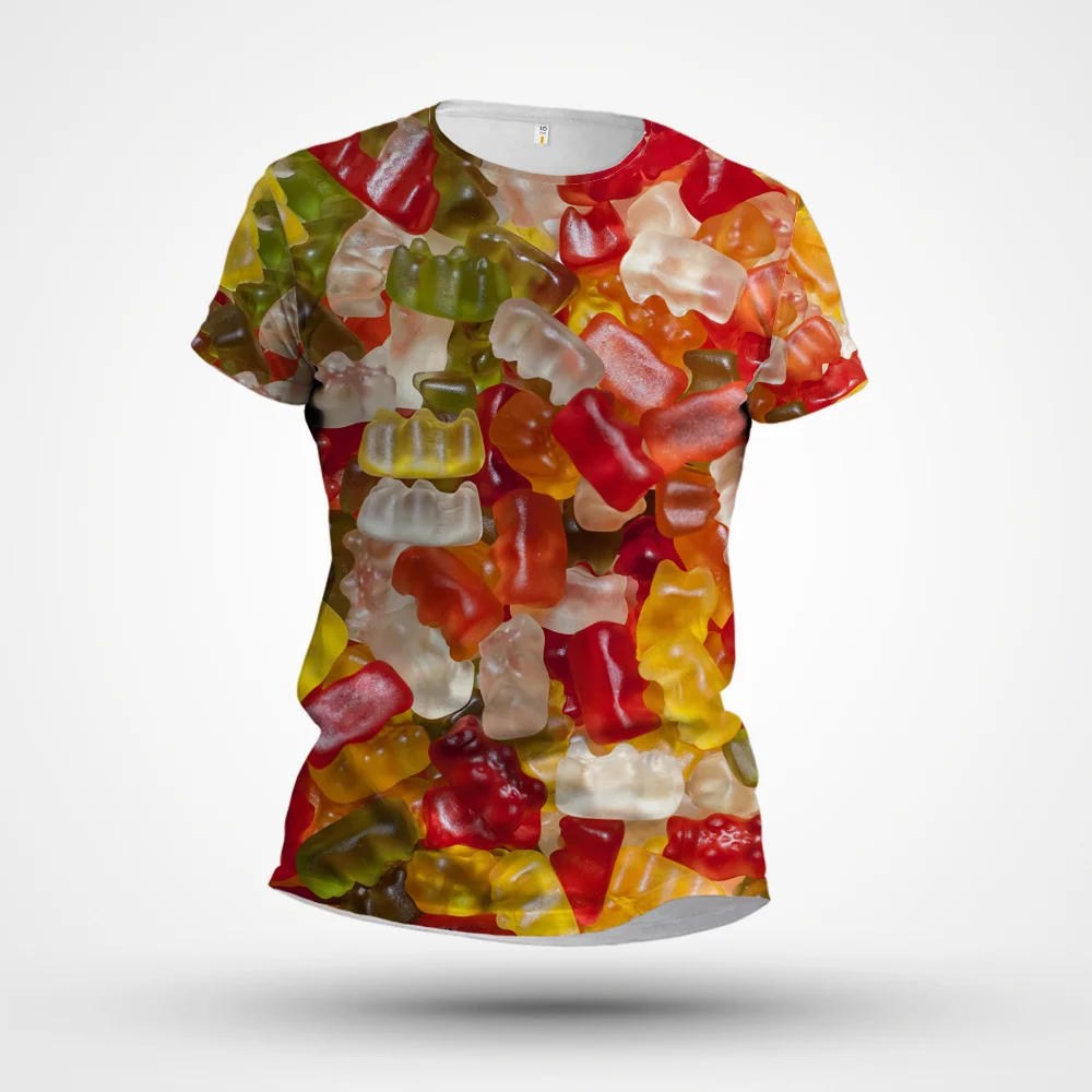 

2023 Fashion T Shirt Candy Chocolate Casual 3D Print Short Sleeve T-shirt Mens Clothing Streatwear