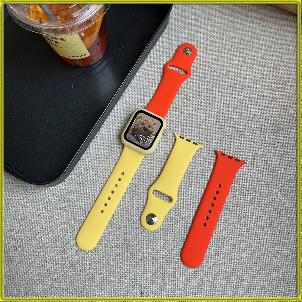 

Ремешок для часов Apple Watch iwatch 1/2/3/4/5/6, милый контрастный силиконовый браслет «сделай сам» двух цветов для iwatch123456se