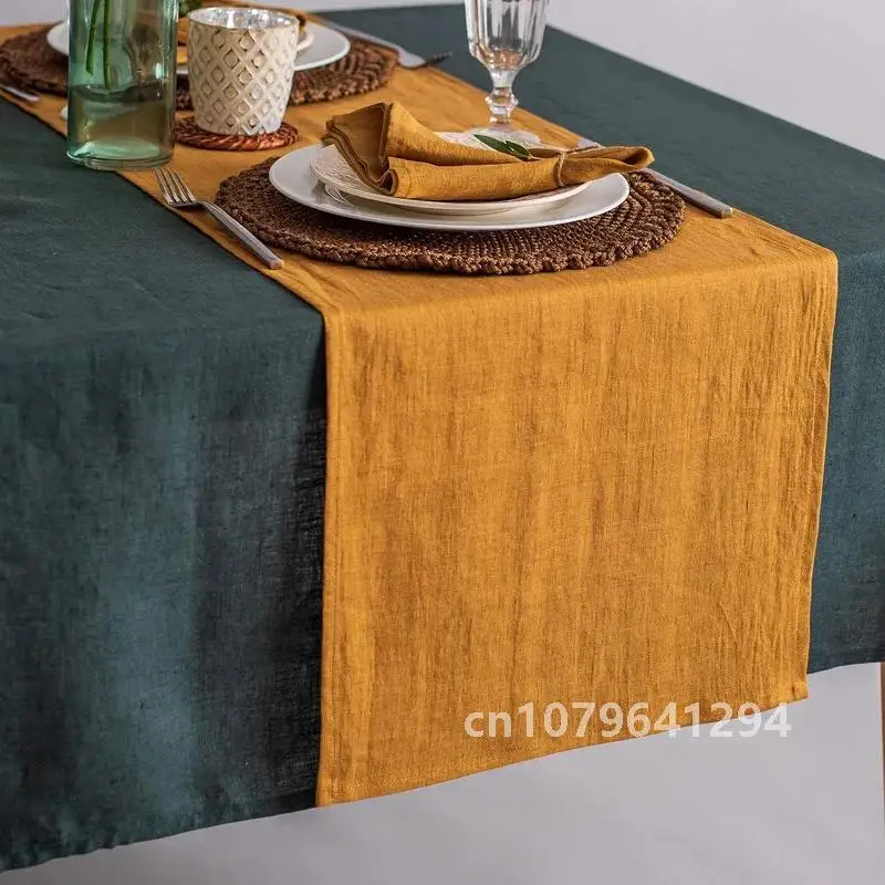 Linen Table Runner Mitered Corners 100% Pure Cloth French Flax Rustic Luxe