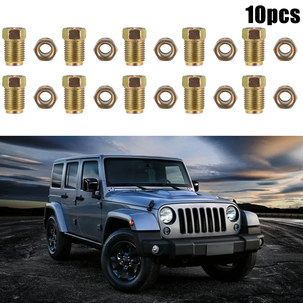 

Комплекты автомобильных гаек 17x10 мм, Тормозная Линия ATVs, латунная Универсальная 10 шт./компл., бронзовый тон для автомобилей M10x1.0, резьба мотоц...