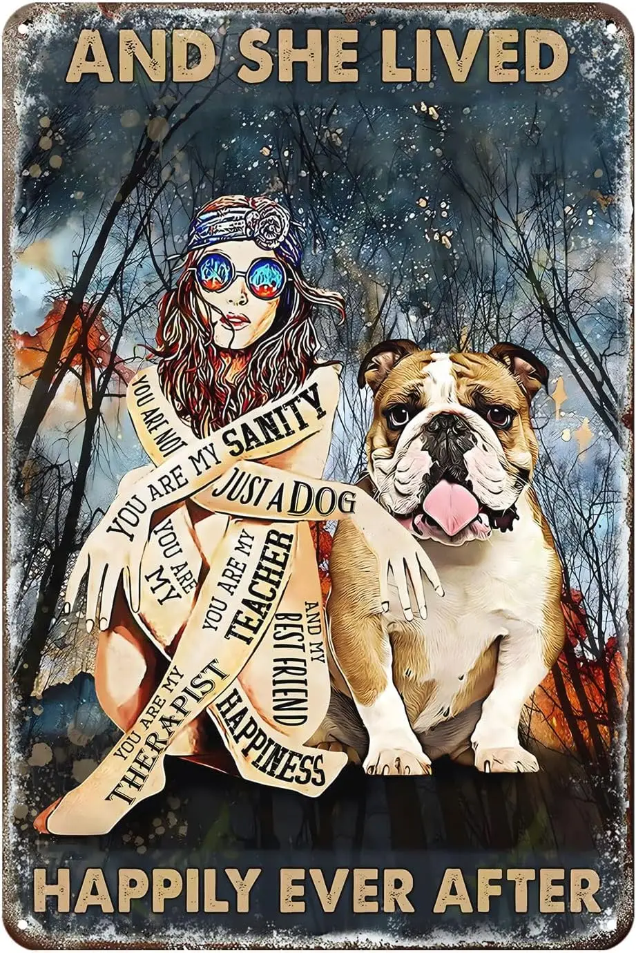 Оловянная вывеска Декор Английский бульдог Забавный металлический знак Мое