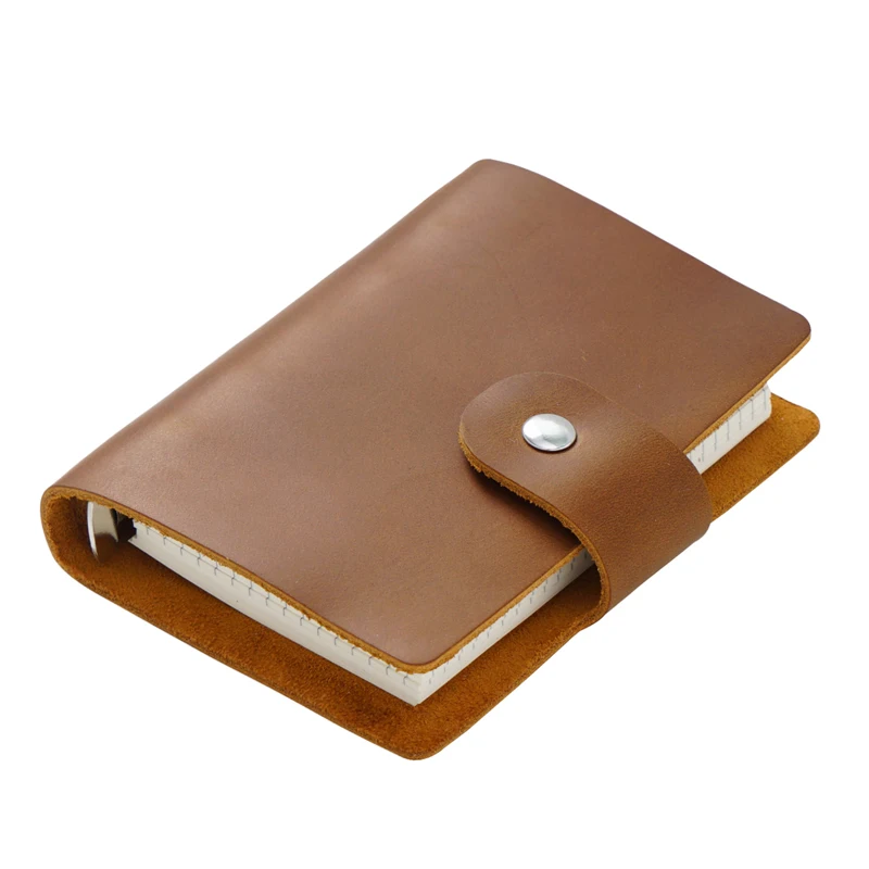 

Leather Cover Loose Leaf Memo Pad 96 Sheets 2 type Paper Vintage Portable Cowhide Notepad Planner Office School Stationery
