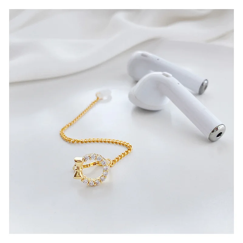 

Small Ring Chain Headphone Anti-lost Chain Ear Clip Pendant Bow Pendant Headphone Earrings Wireless Bluetooth Headphone Lanyard