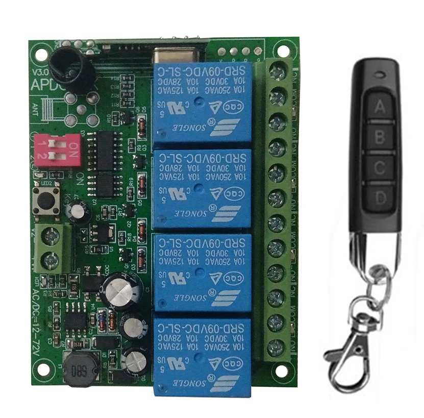 Беспроводной радиочастотный переключатель Xuanlongyuan 4 канала 12/24В