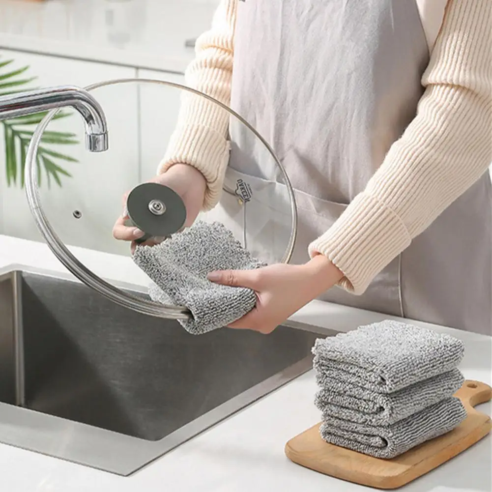

Bamboo Charcoal Cloth Cleaning Towel Absorbent Dish Cloth For Tableware Kitchen Rag Towel For Kitchen Household Cleaning To U4k6
