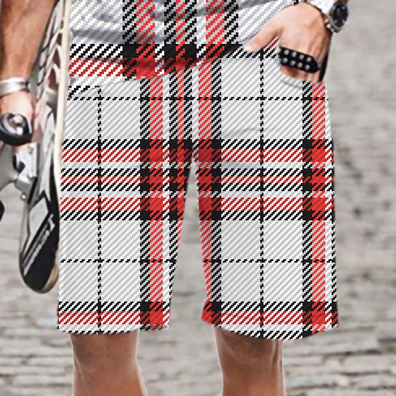 

Men's Shorts Casual Retro Plaid Stripe Pattern Loose Fashion 3D Printed Swimming Men/Women Beach Mens Clothing Summer Funny Man