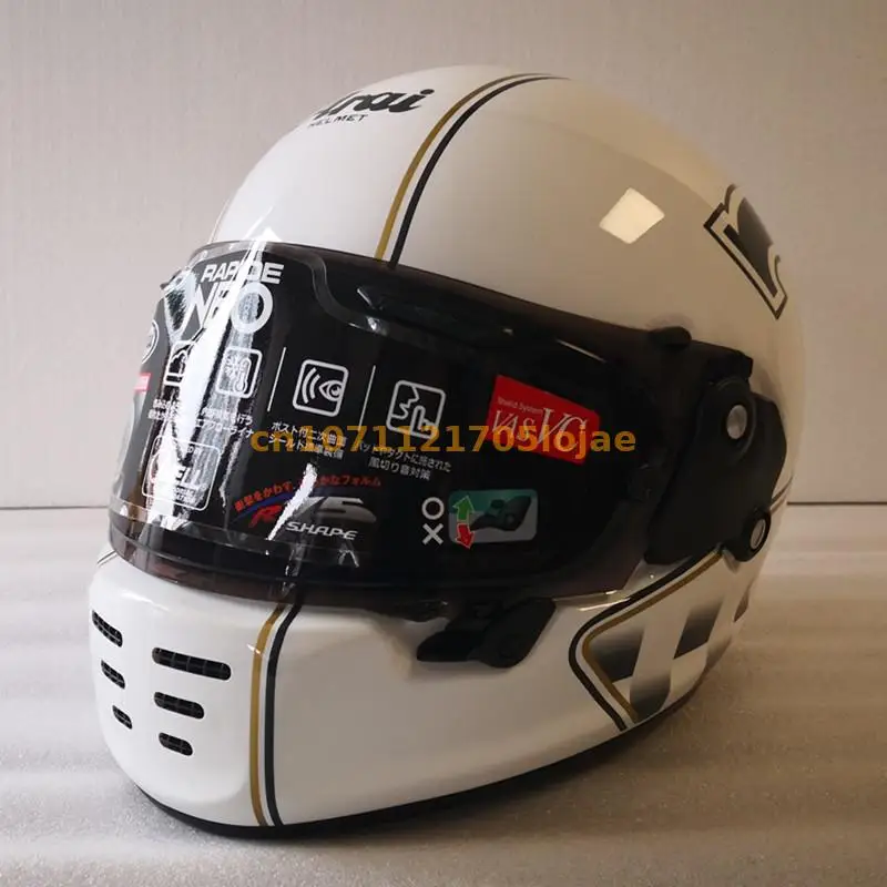 

Full Face Motorcycle Helmet Rapide Neo CAFE RACER Helmet Riding Motocross Racing Motobike Helmet White No.7 ,Capacete