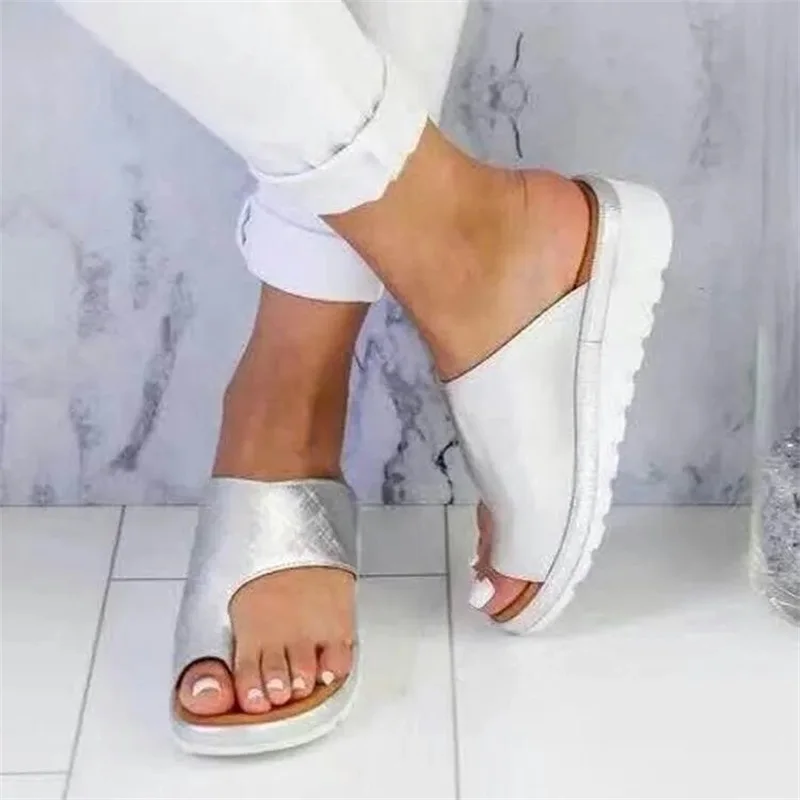 

Sandals Women's Summer Flat Bottomed Thick Bottomed Non Slip Sandals Thick Bottomed Slope Heels Wear Toe Over Beach Shoes