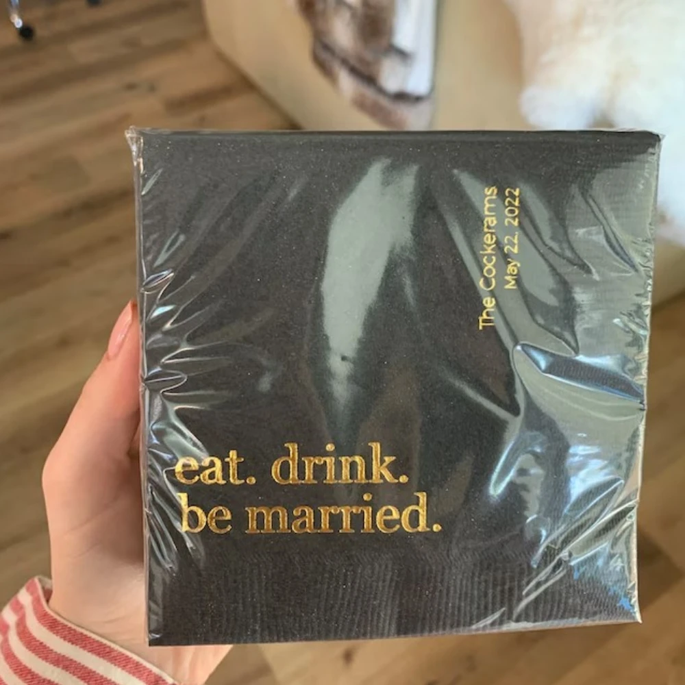 50 шт. персонализированных свадебных коктейльных салфеток | Eat. Напишите. Свадьба