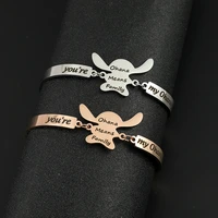 ohana means family anime bracelet lilo and stitch stainless steel jewelry cute bangle couple bracelets gift for girlfriend