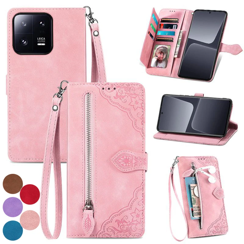 

Vertical Zipper Wallet Case Flip Cover For Xiaomi Poco C55 C51 C40 C31 F4 F3 M5 M4 M3 X5 X4 X3 Note 10 Pro Wrist Rope Phone Case