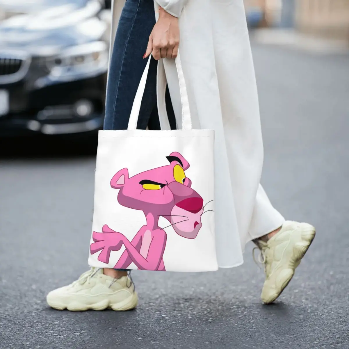 Pink Panther Women Canvas Handbag Large Capacity Shopper Bag Tote Bag withSmall Shoulder Bag