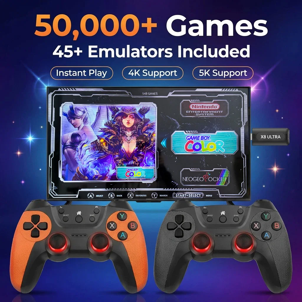 Фото Игровая приставка X8 Ultra Game Stick Pro 128 ГБ, ретро-консоль с 50000+ играми, 4K HD, беспроводной контроллер, видеоплеер для ТВ №4