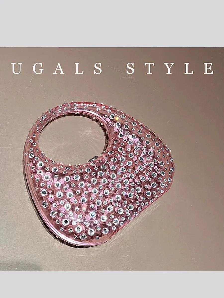 Luxury Designer Transparent Acrylic Women Handbag Crystal Shiny Rhinestones Diamonds Evening Bag Wedding Party Clutch Purse