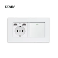 eiomr eu standard switch power socket 1 gang 1 way2 way 16a light switch white double frame panel wall embedded usb pop socket
