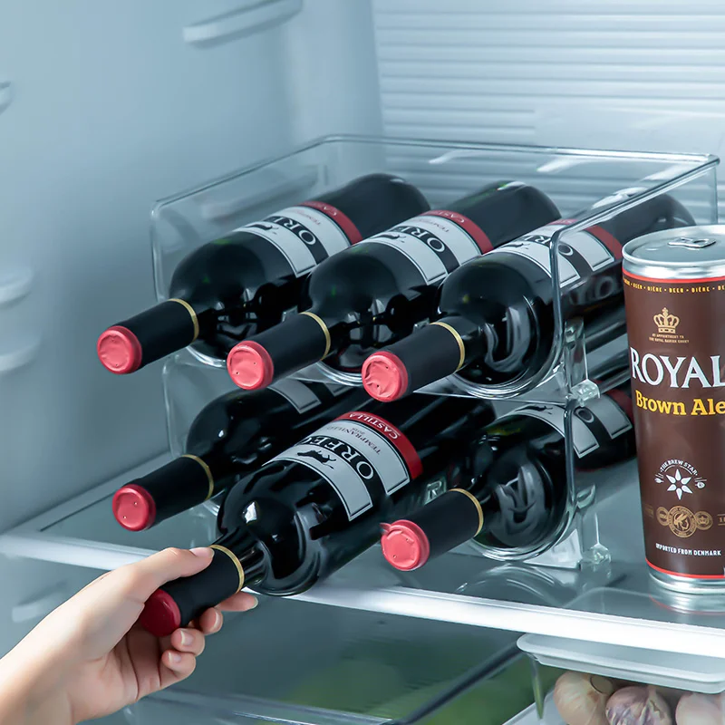 Red Wine Shelf Wine Bottle Rack Refrigerator Storage Organizer Can Beer Storage Shelf Wine Bottle Holder Rack Nordic Clear