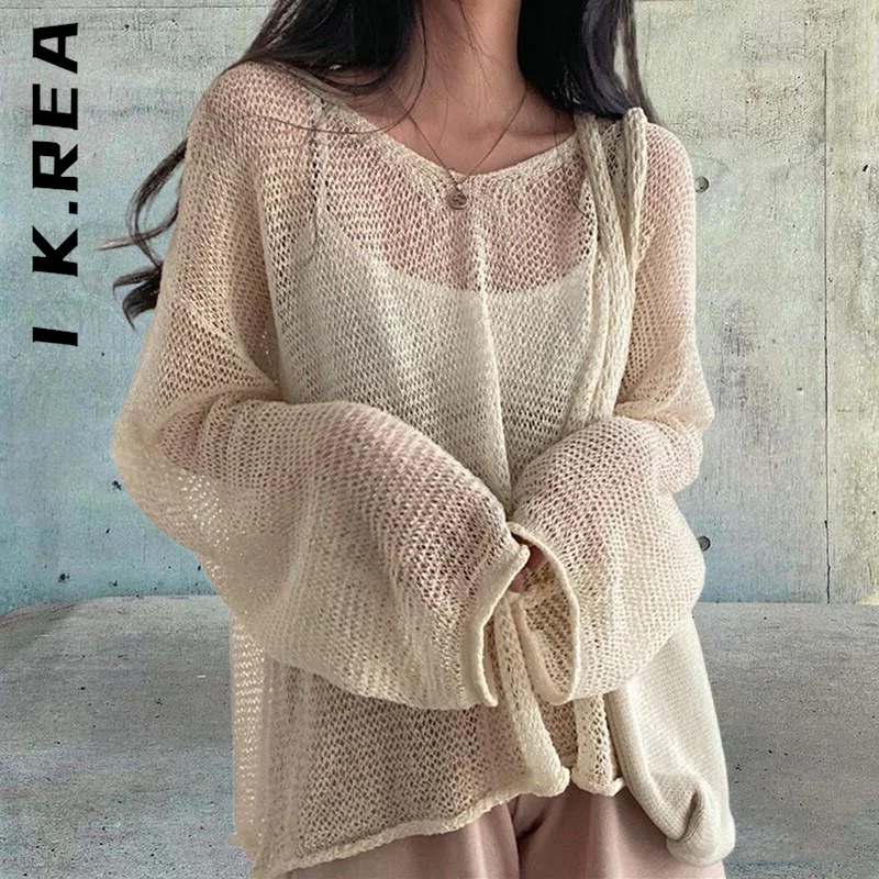 

I K.Rea новый вязаный женский свитер винтажный подходящий ко всему корейский свитер женские теплые Повседневные свитера Дамская Свободная Же...