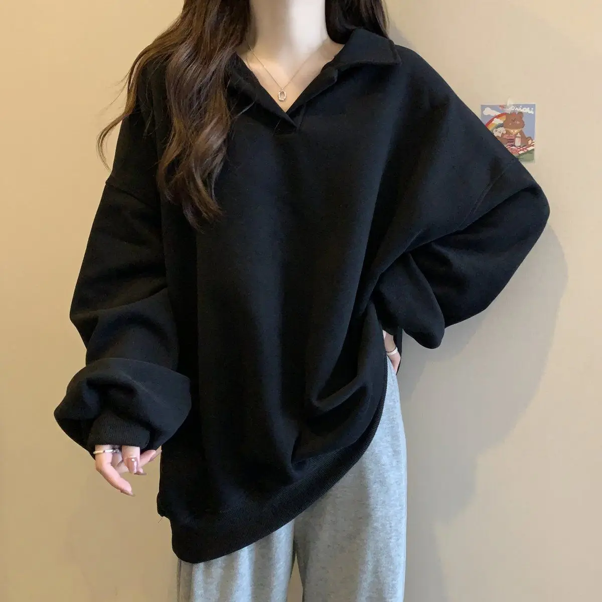 

All Match Spring Autumn Winter Fashion Women's Solid Casual Sproty Hoodie Pullover Shirts Cool Girl Top Student Loose