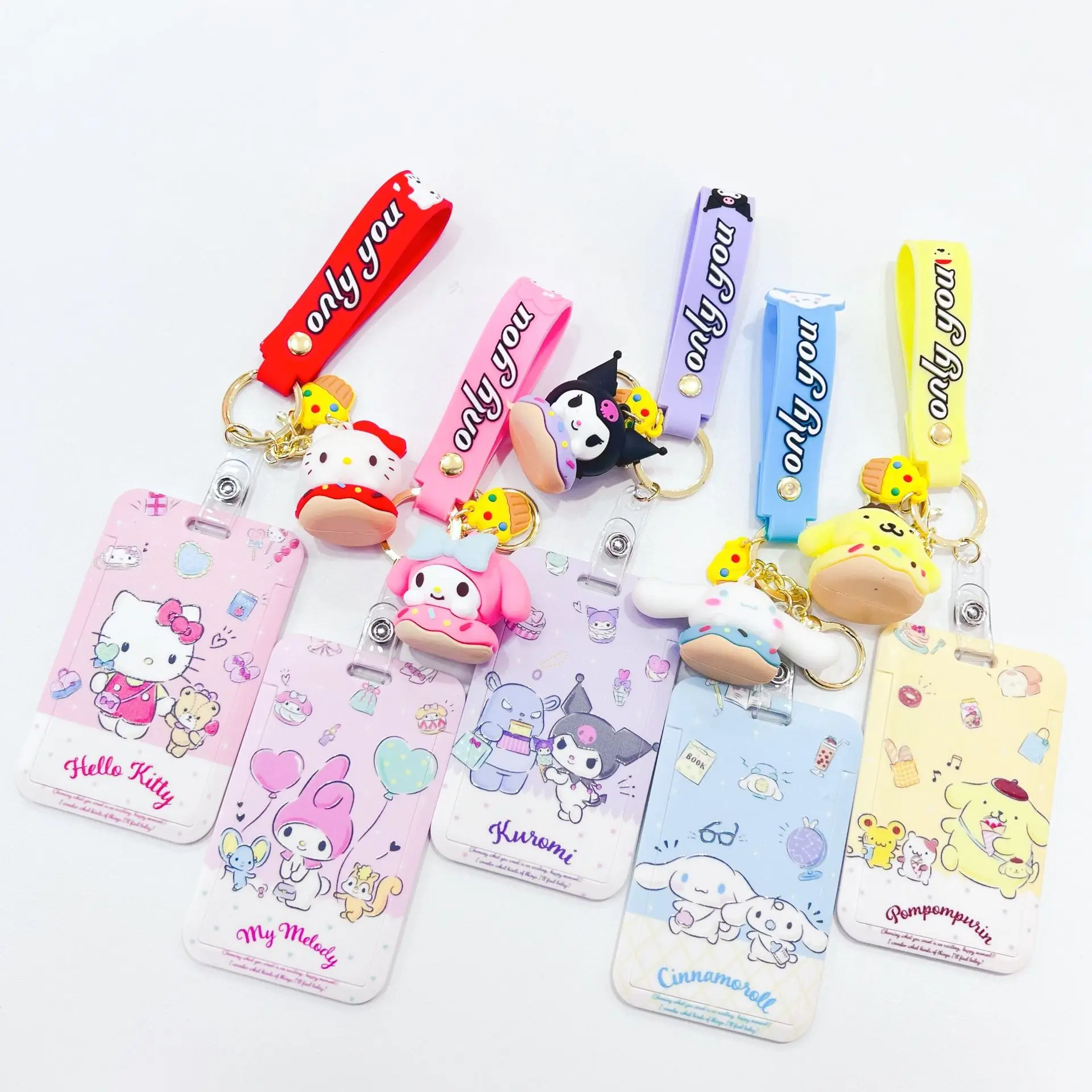 

Sanrio Hellokitty Mymelody Kuromi Cinnamoroll Purin Cartoon Donut Keychain Car Pendant Cute Keychain Ring Creative Small Gift