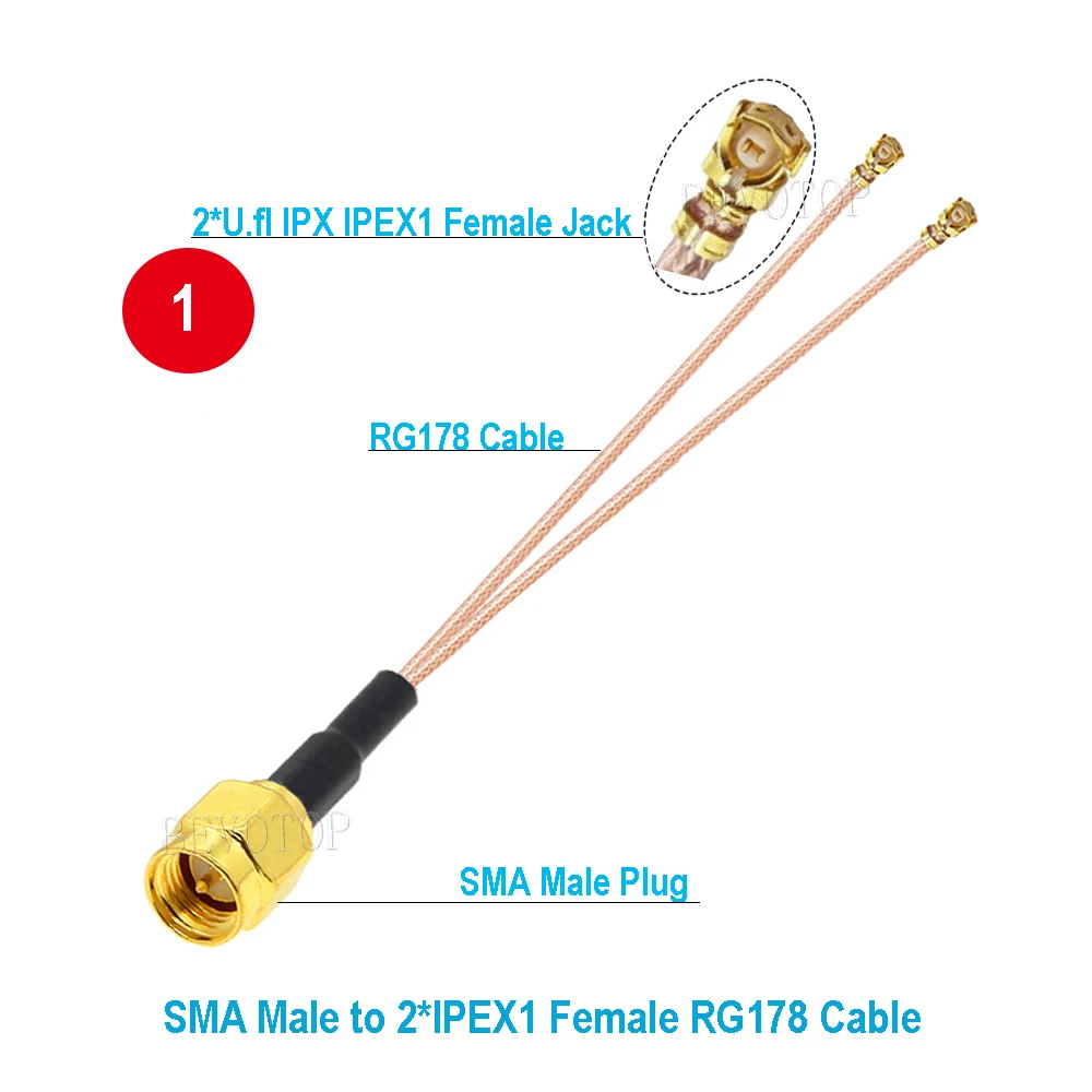 10 шт./лот RP-SMA/SMA-2 x IPX U.fl IPEX1 гнездовой разъем RG178 кабельный разветвитель