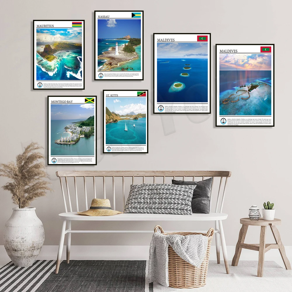 Принцесса Кай Багамские Острова, Мальдивские Острова, Сент-Китс Уэст-индий, остров Маврикия, Насау Багамские Острова отпуск пляжный постер для путешествий